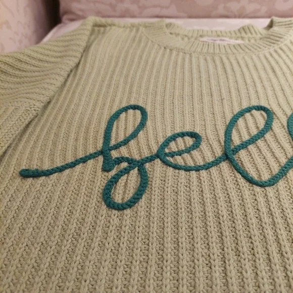 NEW!‎  Indigo Threads Wms "Bella" Sweater Lime Green/Dark Green Embroidery Sz 1X - Picture 4 of 12
